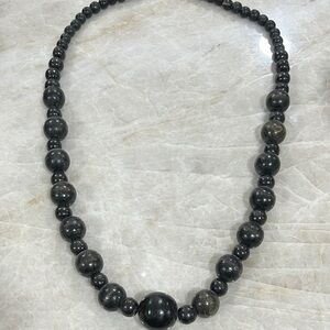 Elegant Black Wooden Beaded Necklace